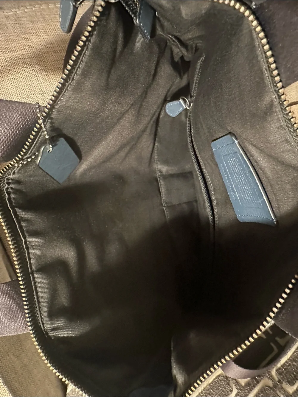Coach Men's Leather Tote Bag in Navy Blue